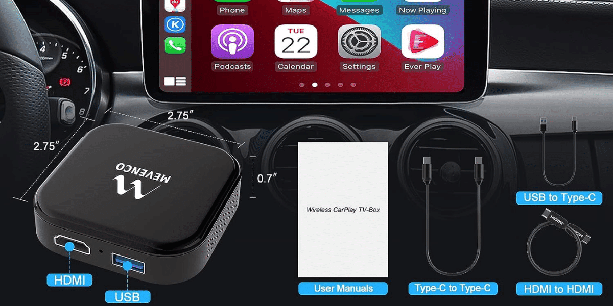 Fiat Multimedia Adapter For Vehicles Without Blue&me MEVENCO 2023 Upgrade Wireless Carplay Adapter - Integrates HDMI/USB