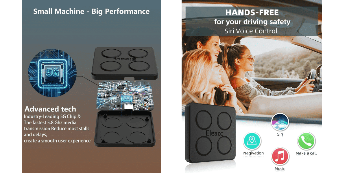 Eleacc Wireless CarPlay Adapter Box 2024, Upgrade Plug & Play Dongle