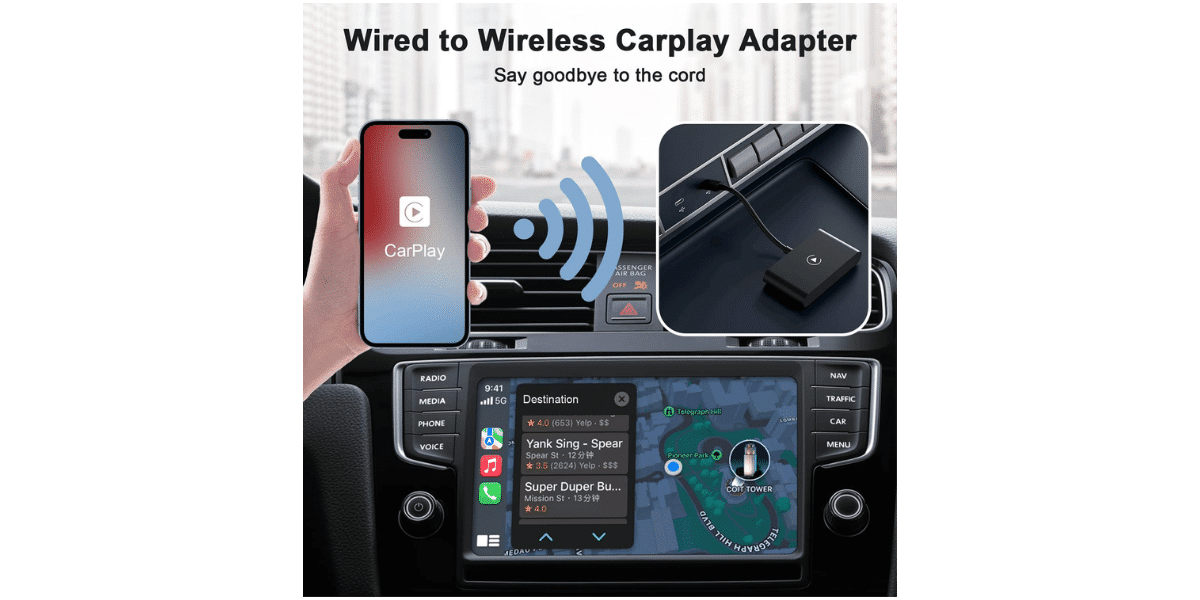 Wireless Android Auto Car Adapter，Android Phones Converts Wired Android