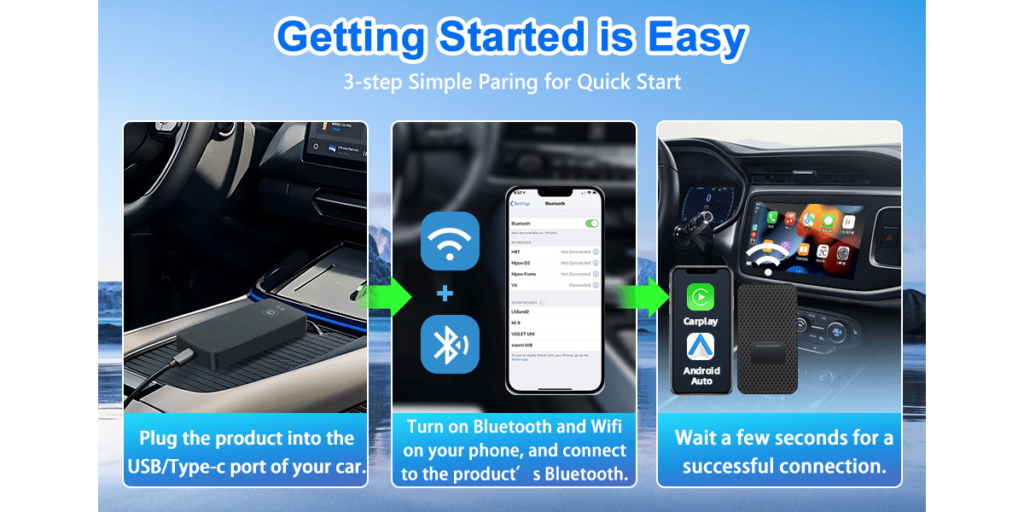 Podofo 2 In 1 Wireless Carplay Adapter (4)